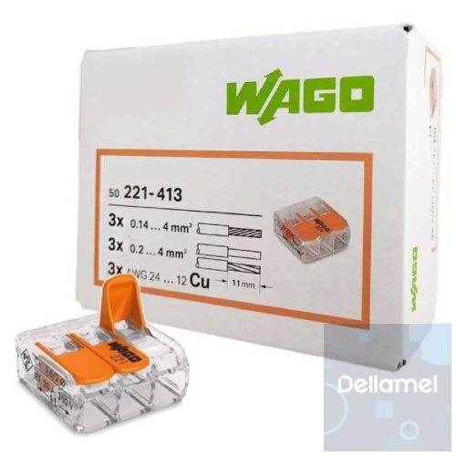 WAGO 221-413  I  Sorkapocs 3-as 50 db/csomag