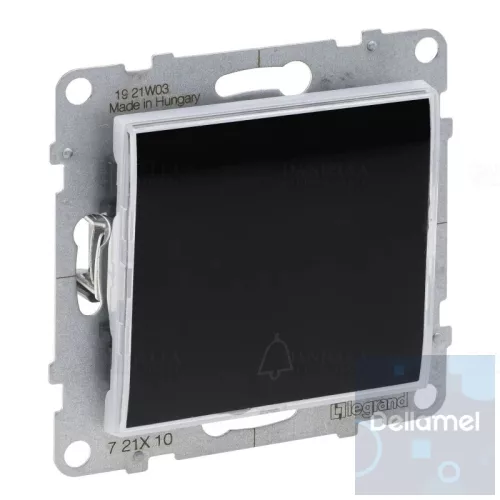 Suno fekete N101 JF egypólusú nyomó jelzőfénnyel, címketartóval, keret nélkül 721410 Legrand