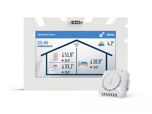 TECH  EU-2801 WiFi termosztát OpenTherm kommunikációval + 1 db hőmérséklet érzékelő