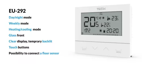 TECH EU-292 v3 vezetékes on/off termosztát
