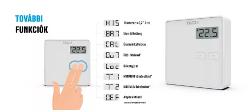 TECH EU-294 v1 vezetékes on/off termosztát