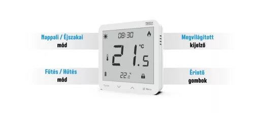 TECH EU-297 v3 vezetékes on/off termosztát (süllyesztett) -fekete