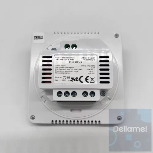 TECH EU-297z v3 vezetékes on/off termosztát (süllyesztett) 230V