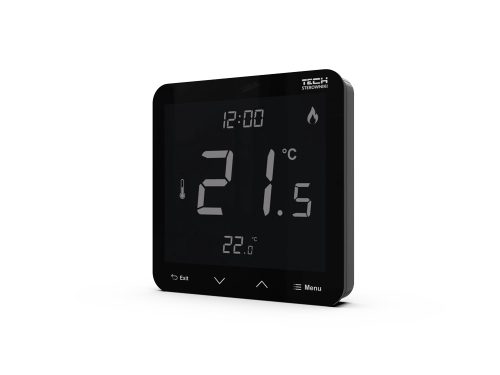 TECH EU-R-10s PLUS VEZETÉKES SZOBATERMOSZTÁT EU-L-10 VEZÉRLŐHÖZ - fekete