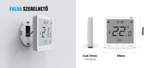 TECH EU-R-10s PLUS VEZETÉKES SZOBATERMOSZTÁT EU-L-10 VEZÉRLŐHÖZ - fekete