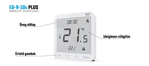 TECH EU-R-10s PLUS VEZETÉKES SZOBATERMOSZTÁT EU-L-10 VEZÉRLŐHÖZ - fekete