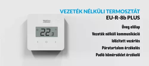 TECH/SINUM EU-R-8b PLUS FEHÉR VEZETÉK NÉLKÜLI SZOBATERMOSZTÁT PÁRATARTALOM ÉRZÉKELŐVEL - fehér I WTP