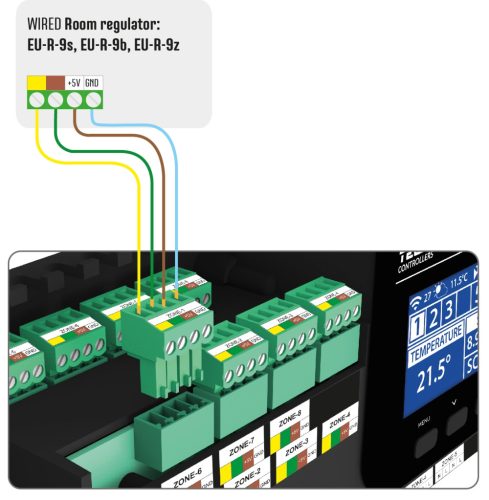TECH EU-R-9b VEZETÉKES SZOBATERMOSZTÁT EU-L-9 R VEZÉRLŐHÖZ - fekete