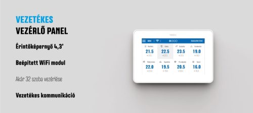 TECH EU-M-9t Vezetékes vezérlő panel + WiFi modul (falra szerelhető) -Fekete - KIFUTÓ SZÉRIA!