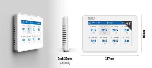 TECH EU-M-9t Vezetékes vezérlő panel + WiFi modul (falra szerelhető) -Fekete - KIFUTÓ SZÉRIA!
