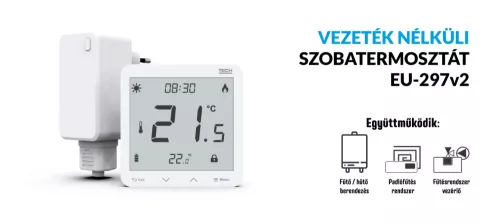 TECH EU-297 v2 vezeték nélküli termosztát + végrehajtó modul