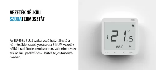 TECH EU-R-8s PLUS FEHÉR VEZETÉK NÉLKÜLI SZOBATERMOSZTÁT PÁRATARTALOM ÉRZÉKELŐVEL