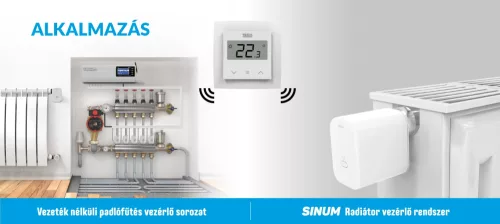 TECH/SINUM EU-F-8z VEZETÉK NÉLKÜLI SZOBATERMOSZTÁT PÁRATARTALOM ÉRZÉKELŐVEL - fekete I WTP