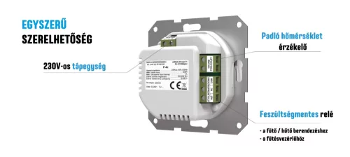 TECH F-4z v1 vezetékes on/off termosztát (keretbe építhető) 230V
