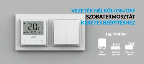 TECH F-4z v2 vezeték nélküli on/off termosztát (keretbe építhető) 230V