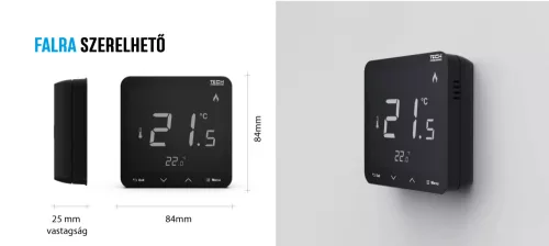 TECH EU-R-8s PLUS FEKETE VEZETÉK NÉLKÜLI SZOBATERMOSZTÁT PÁRATARTALOM ÉRZÉKELŐVEL