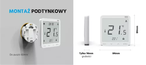 TECH EU-R-8s PLUS VEZETÉK NÉLKÜLI SZOBATERMOSZTÁT PÁRATARTALOM ÉRZÉKELŐVEL - fekete