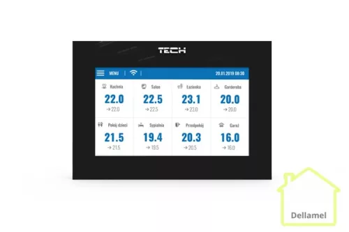 TECH EU-16S WiFi internetes zónaszabályozó vezeték nélküli radiátorszelepek vezérléséhez (16 zóna)