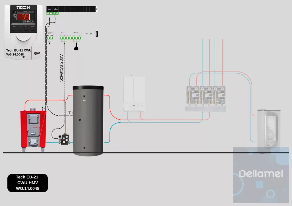 TECH EU-21 HMW/CWU kapcsolási rajz